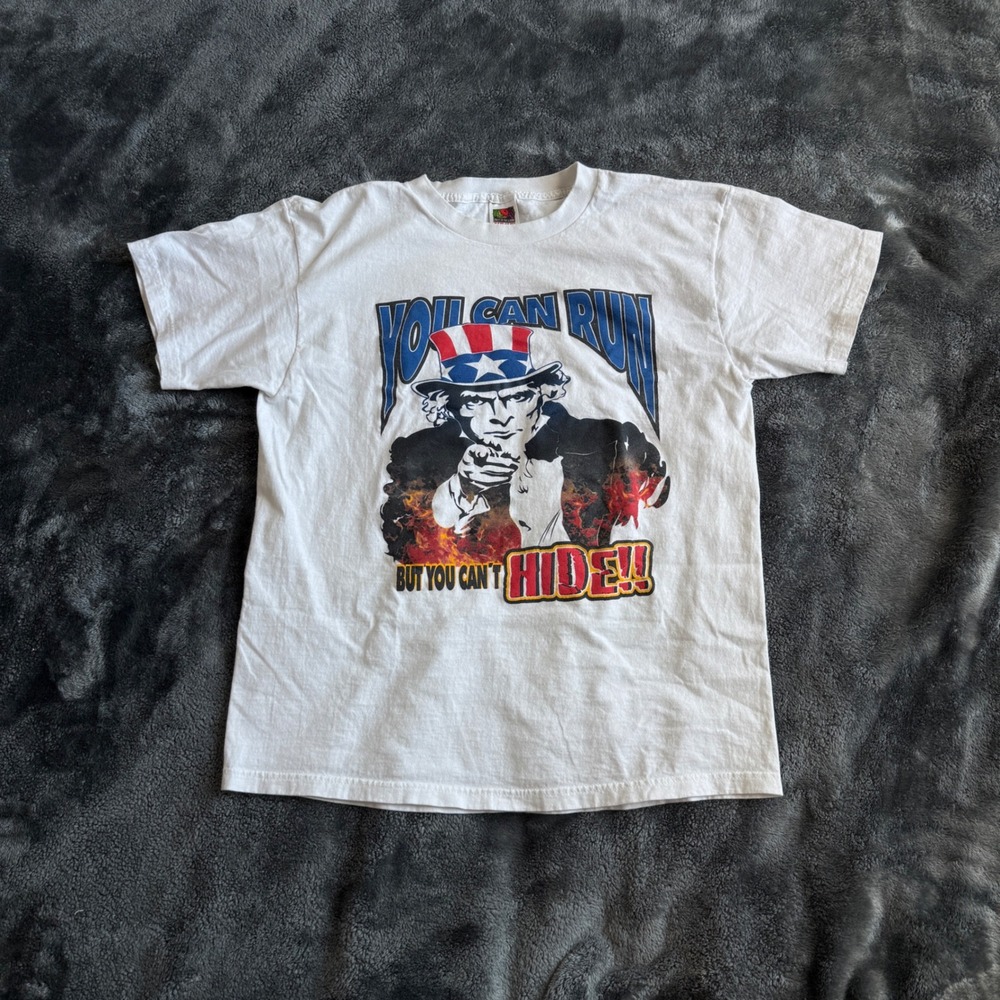 Vintage FOTL Uncle Sam You Can Run But You Can't Hide Graphic T-Shirt L - Picture 4 of 7